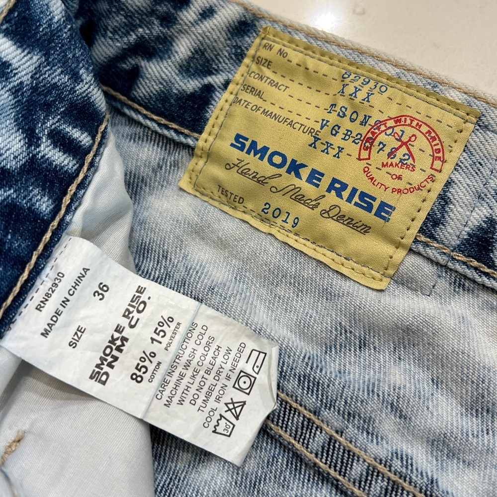 Smoke Rise DNM Co Acid Wash Paint Splatter Denim Cutoff Shorts Size 36 - Picture 9 of 14
